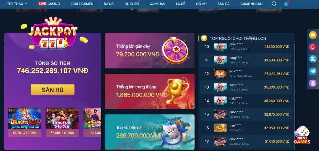 Đa dạng trò chơi tại 007win: Thể thao, casino, nổ hũ, bắn cá, đá gà